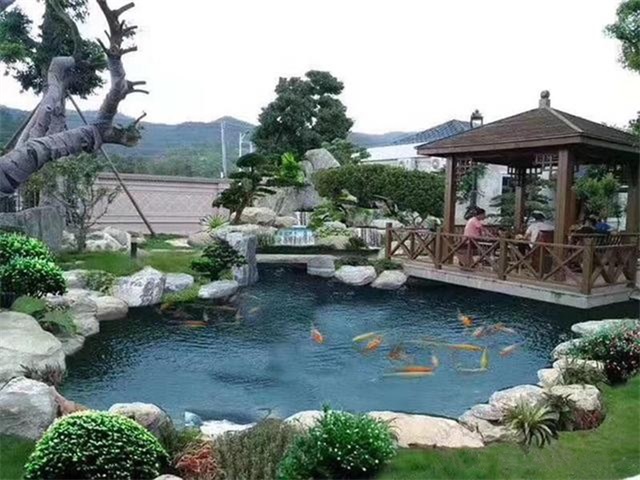 洛龙庭院鱼池假山设计