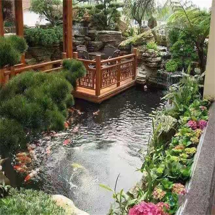 洛龙别墅庭院景观设计鱼池